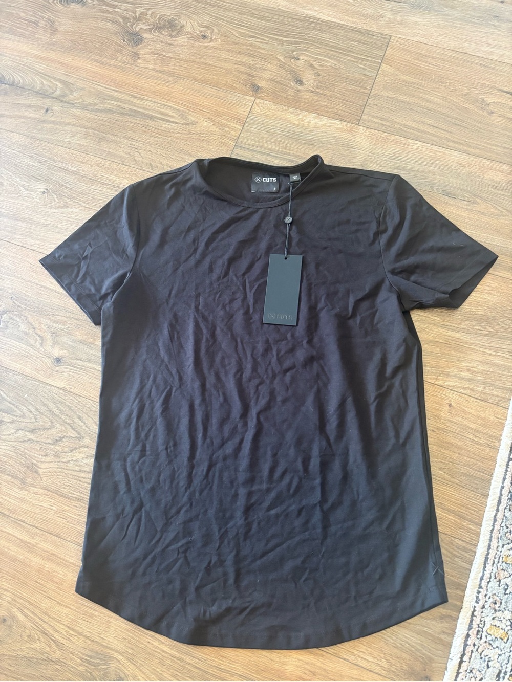 CUTS New Black Solid Crew Neck Short Sleeve T-Shirt Men's Small